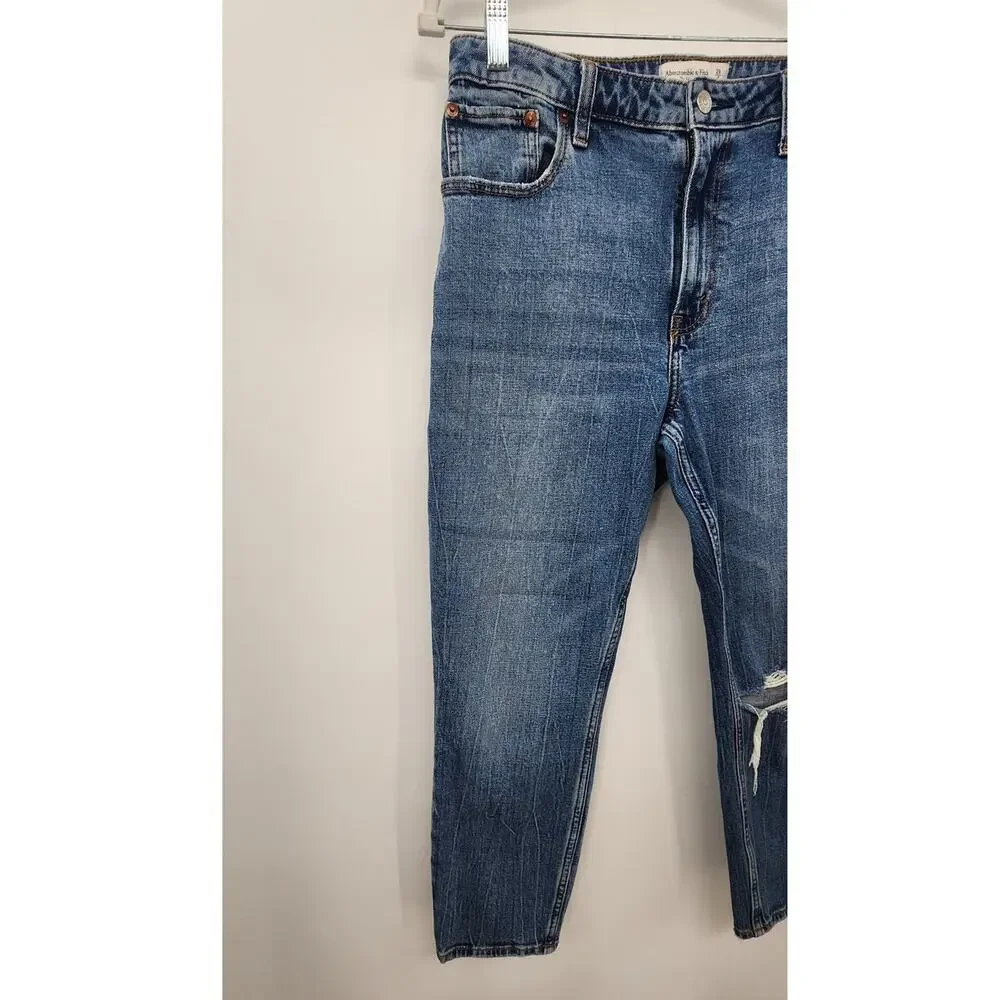 Abercrombie & Fitch The Skinny High Rise Jeans Medium Wash 28 6 S Curve Love‎
